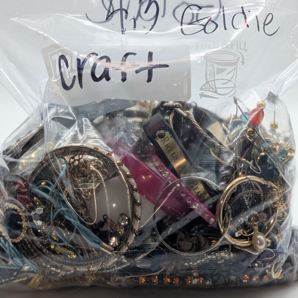 Jewelry Lot Goldie Repurpose Bag Over 4 Pounds Beads & Possible Wearable Pieces